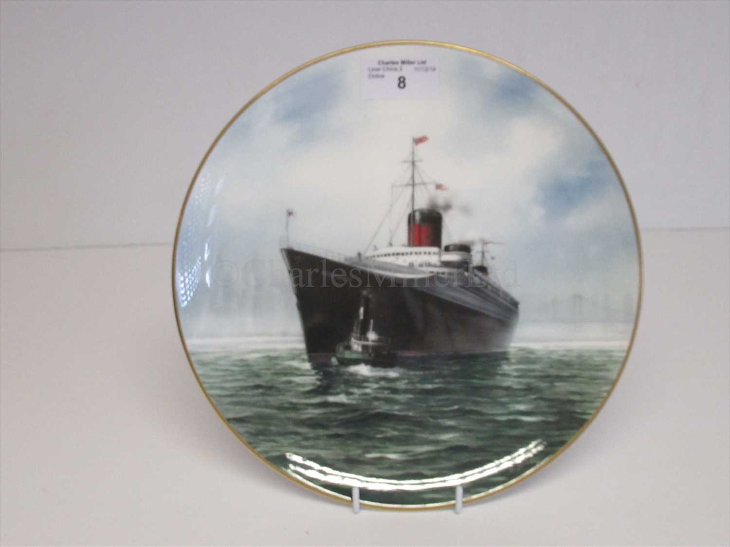 Lot 8 - Blue Riband Liners: A souvenir picture plate of Normandie