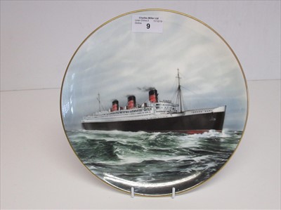 Lot 9 - Blue Riband Liners: A souvenir picture plate o f'Queen Mary'