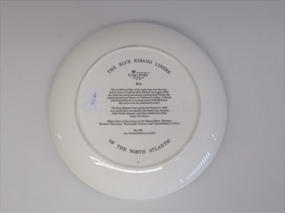 Lot 10 - Blue Riband Liners: A souvenir picture plate of 'Rex'