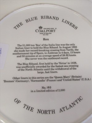 Lot 10 - Blue Riband Liners: A souvenir picture plate of 'Rex'
