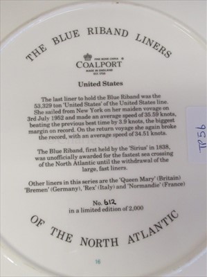 Lot 11 - Blue Riband Liners: A souvenir picture plate of 'United States'
