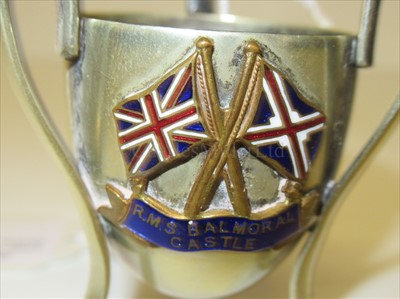 Lot 105 - Union Castle Line: A souvenir plated and enamelled egg cup
