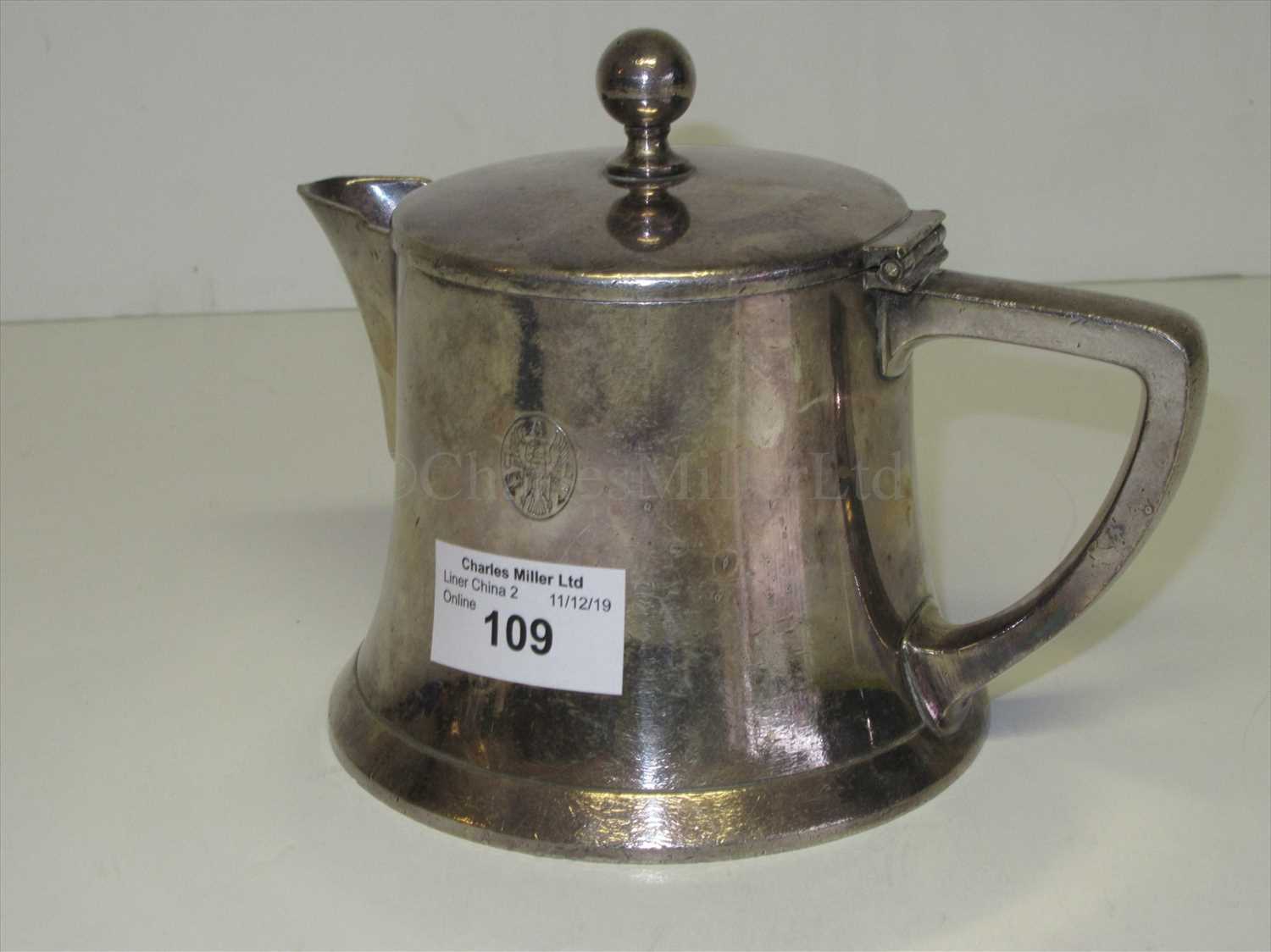 Lot 109 - United American Lines: a plated tea pot