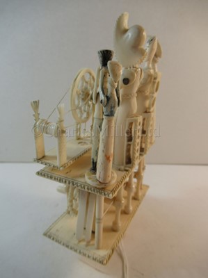 Lot 71 - AN EARLY 19TH CENTURY NAPOLEONIC PRISONER-OF-WAR SIX CHARACTER BONE SPINNING JENNY
