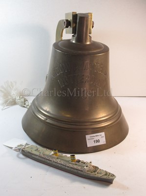 Lot 190 - THE BRIDGE BELL FROM THE HOLLAND-AMERIKA LINER S.S. 'NIEUW AMSTERDAM', 1938