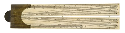 Lot 299 - Ø A FOLDING IVORY AND BRASS SECTOR BY ADAMS, LONDON, CIRCA 1790 & 4 protractors