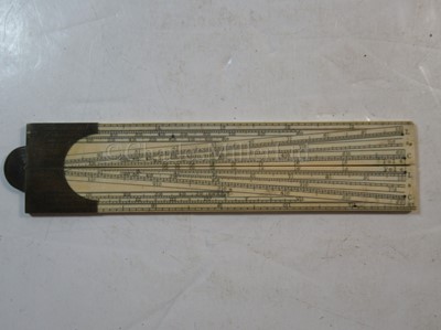 Lot 299 - Ø A FOLDING IVORY AND BRASS SECTOR BY ADAMS, LONDON, CIRCA 1790 & 4 protractors