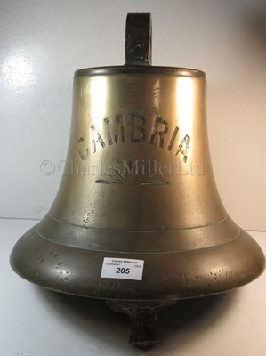 Lot 205 - THE SHIP'S BELL FROM THE LONDON & NORTH WESTERN RAILWAY FERRY T.S.S. 'CAMBRIA', 1897