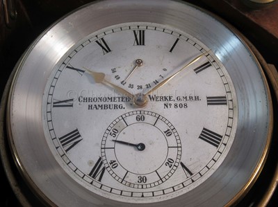 Lot 249 - A TWO-DAY MARINE CHRONOMETER BY CHRONOMETERWERKE GmbH, HAMBURG, 1916