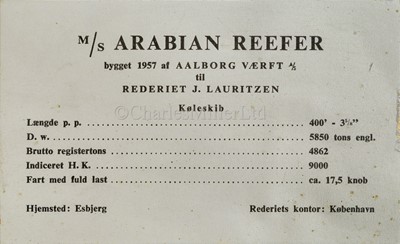 Lot 31 - A BUILDER'S MODEL FOR THE M.S. ARABIAN REEFER, BUILT BY AALBORG VÆRFT  FOR REDERIET J. LAURITZEN, COPENHAGEN, 1957