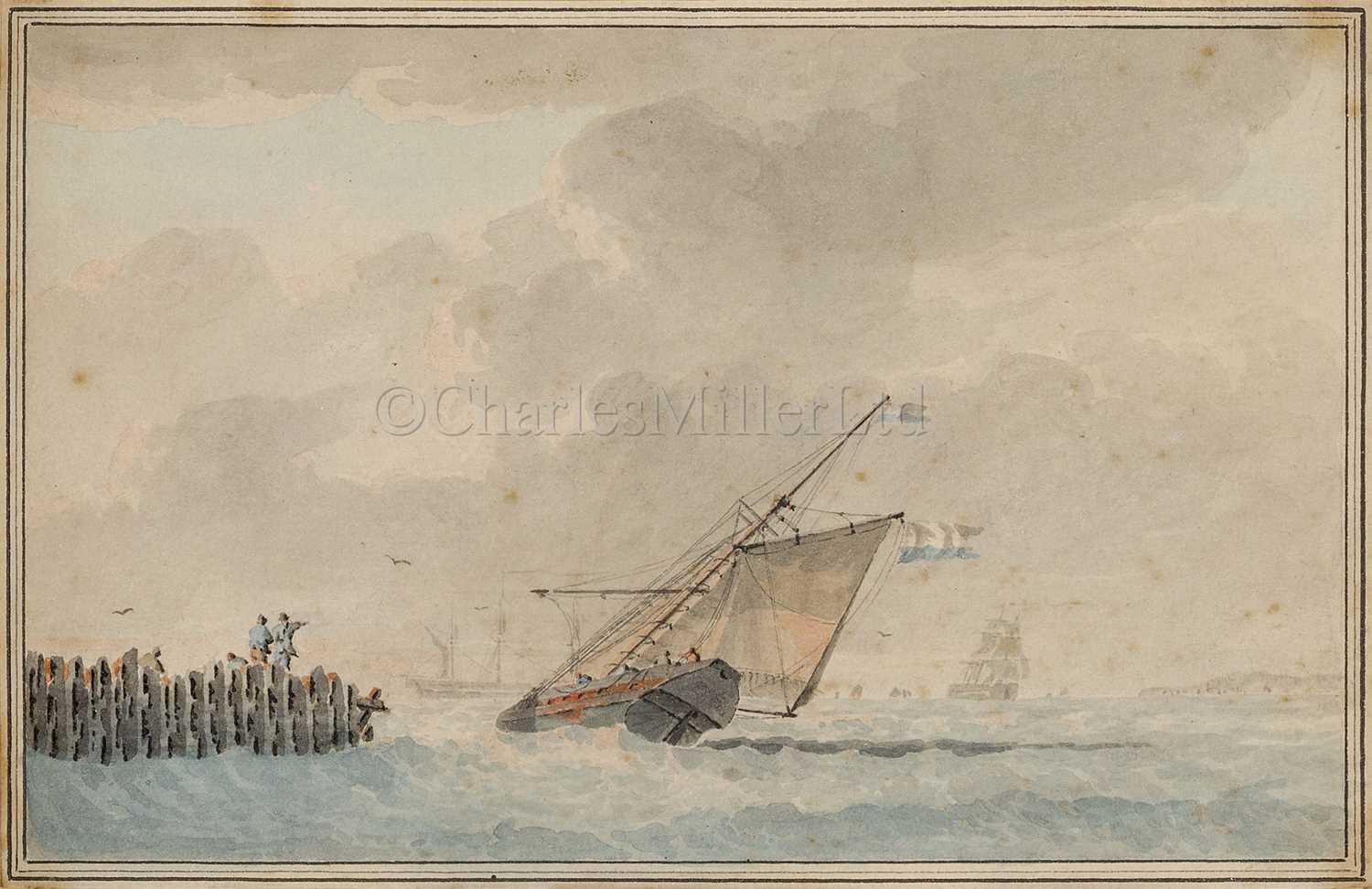 Lot 1 - ATTRIBUTED TO DOMINIC SERRES (BRITISH, 1722-1793): An armed Dutch cutter beating out to sea