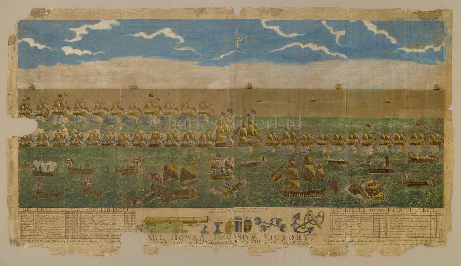 Lot 52 - A BROADSIDE: 'EARL HOWE'S DECISIVE VICTORY OVER THE FRENCH FLEET ON THE 1ST JUNE, 1794'