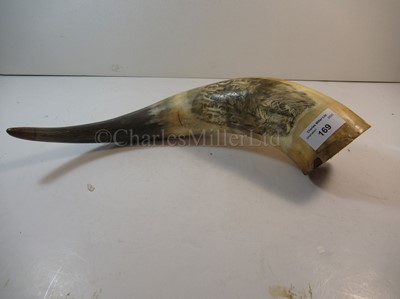 Lot 169 - A COW'S HORN SCRIMSHAW DECORATED WITH S.S. GREAT BRITAIN, 19TH CENTURY