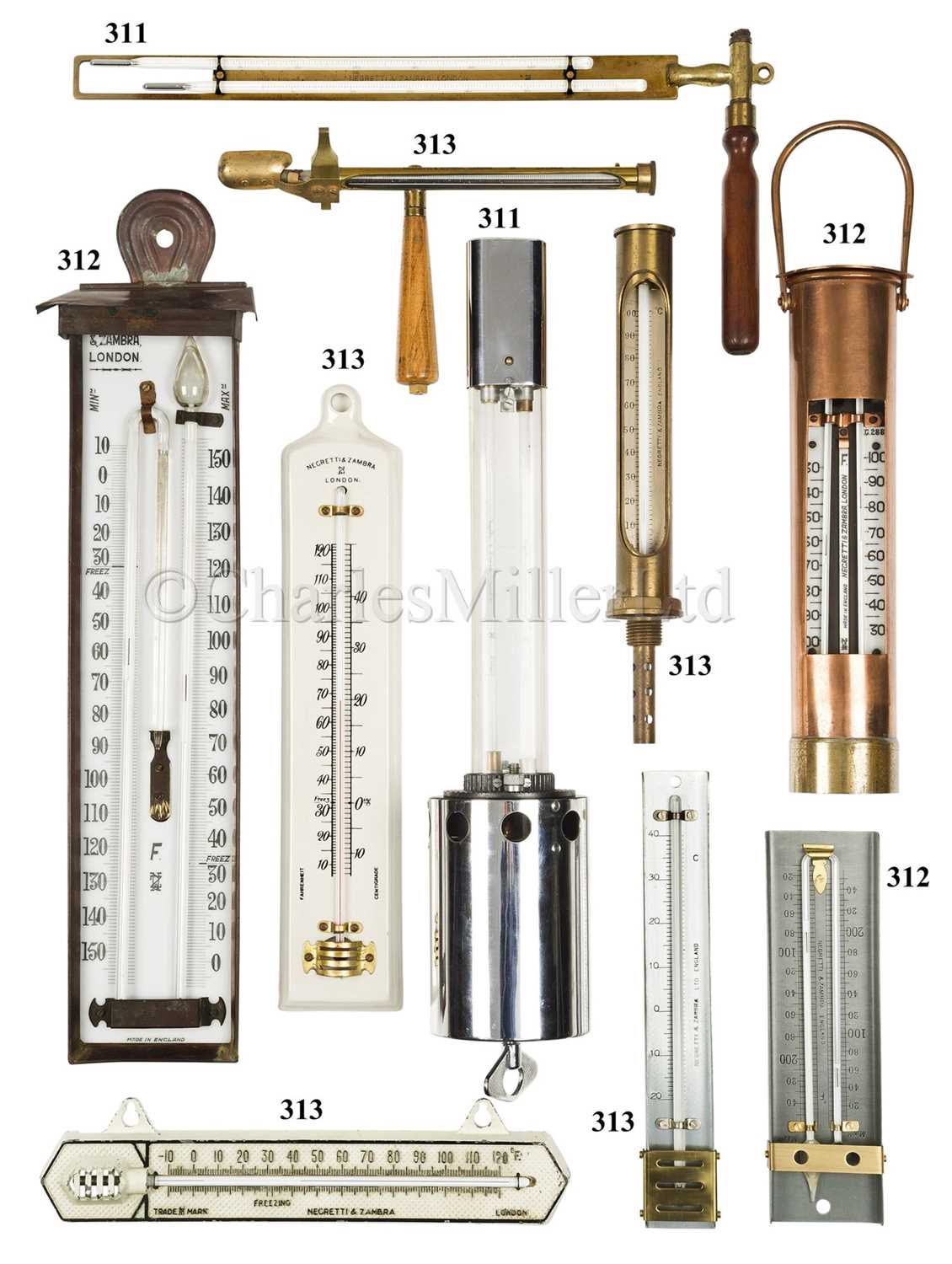 Lot 312 - THREE MAX/MIN THERMOMETERS BY NEGRETTI & ZAMBRA, LONDON