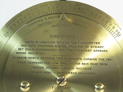 Lot 309 - A NEGRETTI & ZAMBRA 1915 PATENT WEATHER FORECASTER