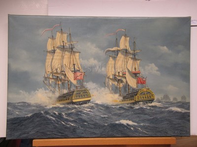 Lot 75 - δ KENNETH JEPSON (BRITISH, 1932-1998): Frigate Actions: 'Druid' & 'Raleigh' and 'Oxford' and 'Cruizer'