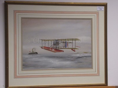 Lot 110 - δ NORMAN WILKINSON (BRITISH, 1878-1971): R.N.A.S. Bat sea plane, Dover