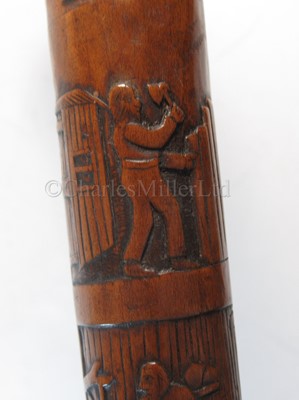Lot 155 - A RELIEF-CARVED WALKING STICK, CIRCA 1840