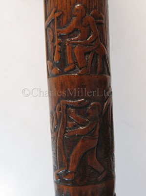 Lot 155 - A RELIEF-CARVED WALKING STICK, CIRCA 1840