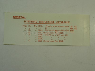Lot 321 - 'PHYSICAL APPARATUS': price list issued by Baird & Tatlock and 4 others