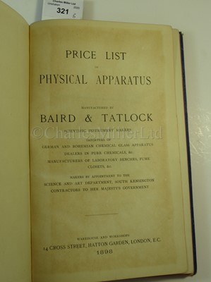 Lot 321 - 'PHYSICAL APPARATUS': price list issued by Baird & Tatlock and 4 others