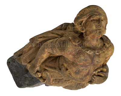 Lot 202 - A LIMEWOOD FIGUREHEAD, POSSIBLY NORTHERN EUROPEAN, EARLY 19TH CENTURY