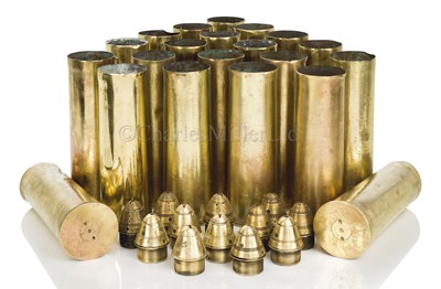 Lot 112 - TWENTY ONE 3IN. BRASS SHELL CASES RECOVERED FROM THE WRECK OF H.M.S. 'MOLDAVIA', 1918