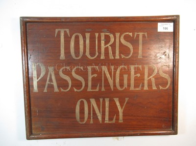 Lot 186 - A WOODEN SIGN BELIEVED TO BE FROM R.M.S. 'MAURETANIA', PROBABLY CIRCA 1930