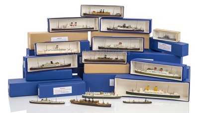 Lot 180 - A COLLECTION OF 1:1200 SCALE BASSETT-LOWKE MODELS FOR MERCHANT VESSELS