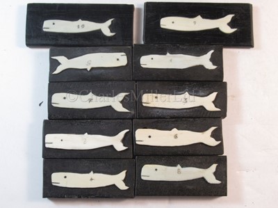 Lot 152 - Ø A SET OF MARINE IVORY WHALING GAME COUNTERS; and 2 other items