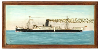 Lot 209 - A PICTURE HALF MODEL OF THE BOOTH LINE'S PASSENGER/CARGO R.M.S. ANSELM, 1905