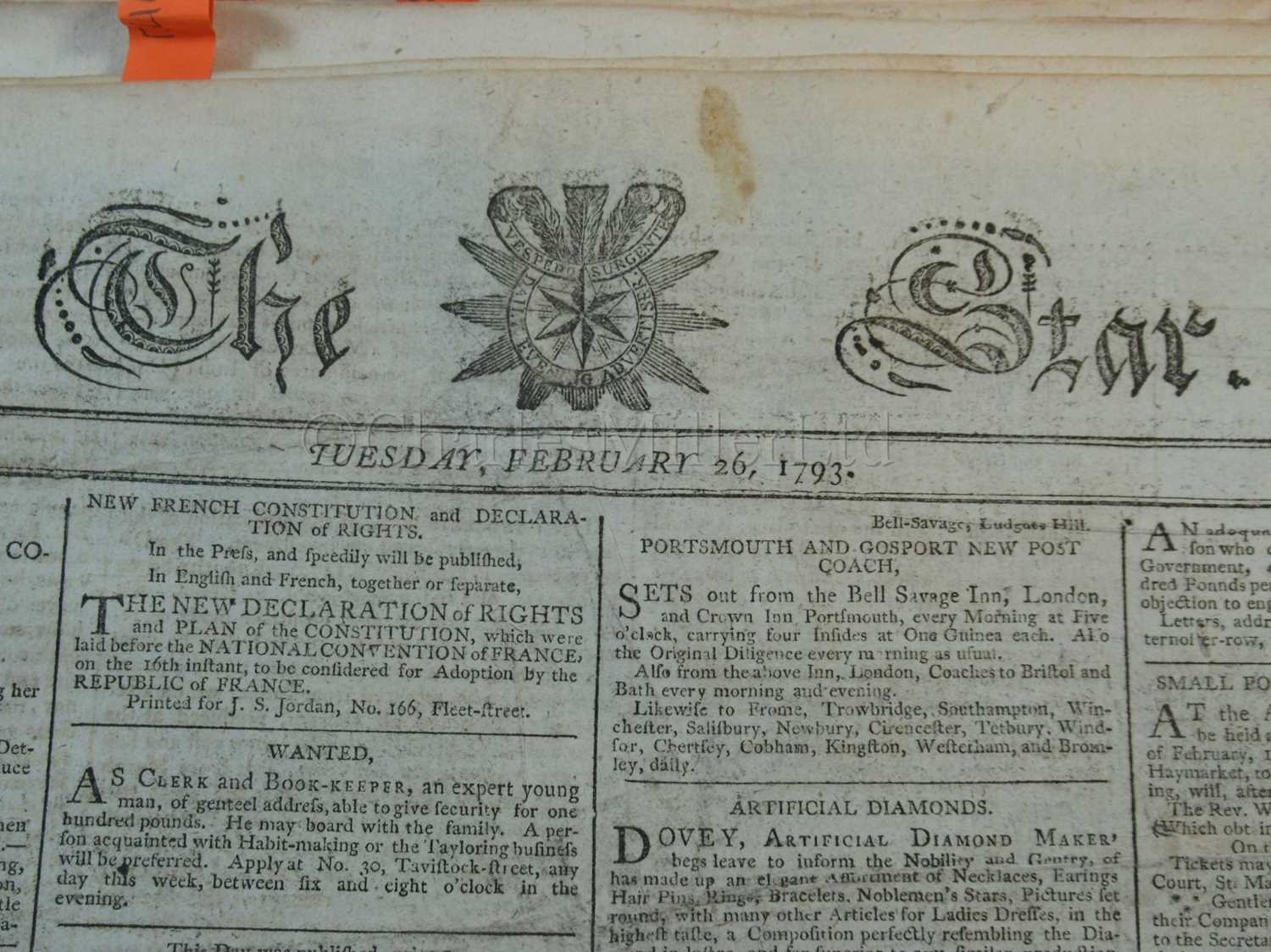 Lot 47 - THE STAR: ACCOUNTS OF CAPTAIN BLIGH, 1793