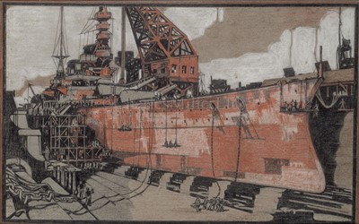 Lot 119 - LESLIE CARR (BRITISH, 1891-1961): Original artwork for Warship Week advertising Navy Week, circa 1937