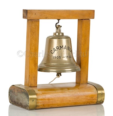 Lot 177 - A COMMEMORATIVE BELL FROM THE CUNARD LINER S.S. 'CARMANIA', 1905-1936
