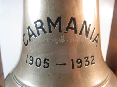 Lot 177 - A COMMEMORATIVE BELL FROM THE CUNARD LINER S.S. 'CARMANIA', 1905-1936