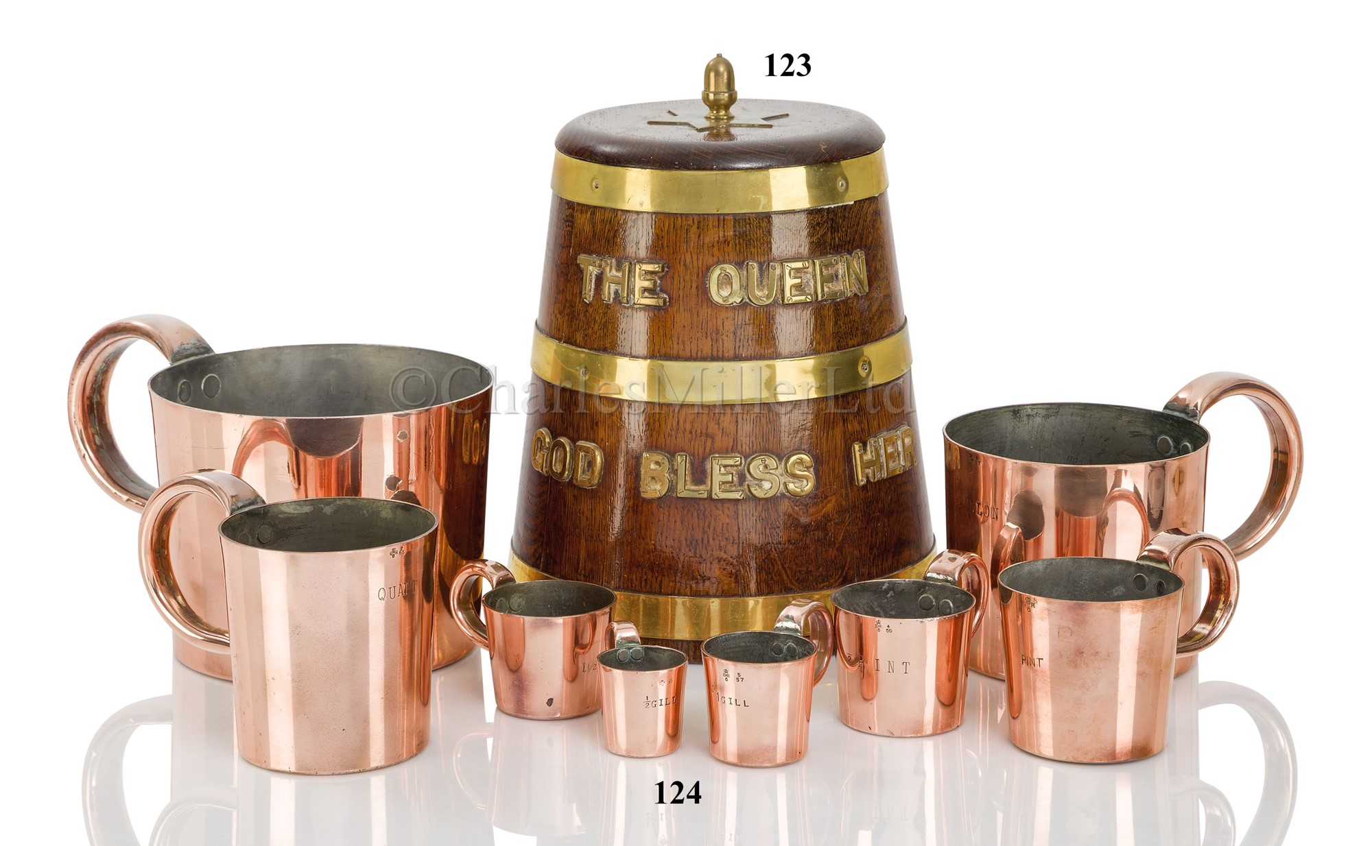 Lot 124 A COMPLETE SET OF ROYAL NAVY COPPER RUM/GROG
