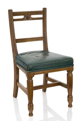 Lot 118 - A CHAIR FROM THE ADMIRAL'S DINING CABIN FROM H.M.S. 'QUEEN ELIZABETH', BELIEVED TO HAVE BEEN USED AT THE SURRENDER OF THE GERMAN HIGH SEAS FLEET AT SCAPA FLOW, NOVEMBER 1918