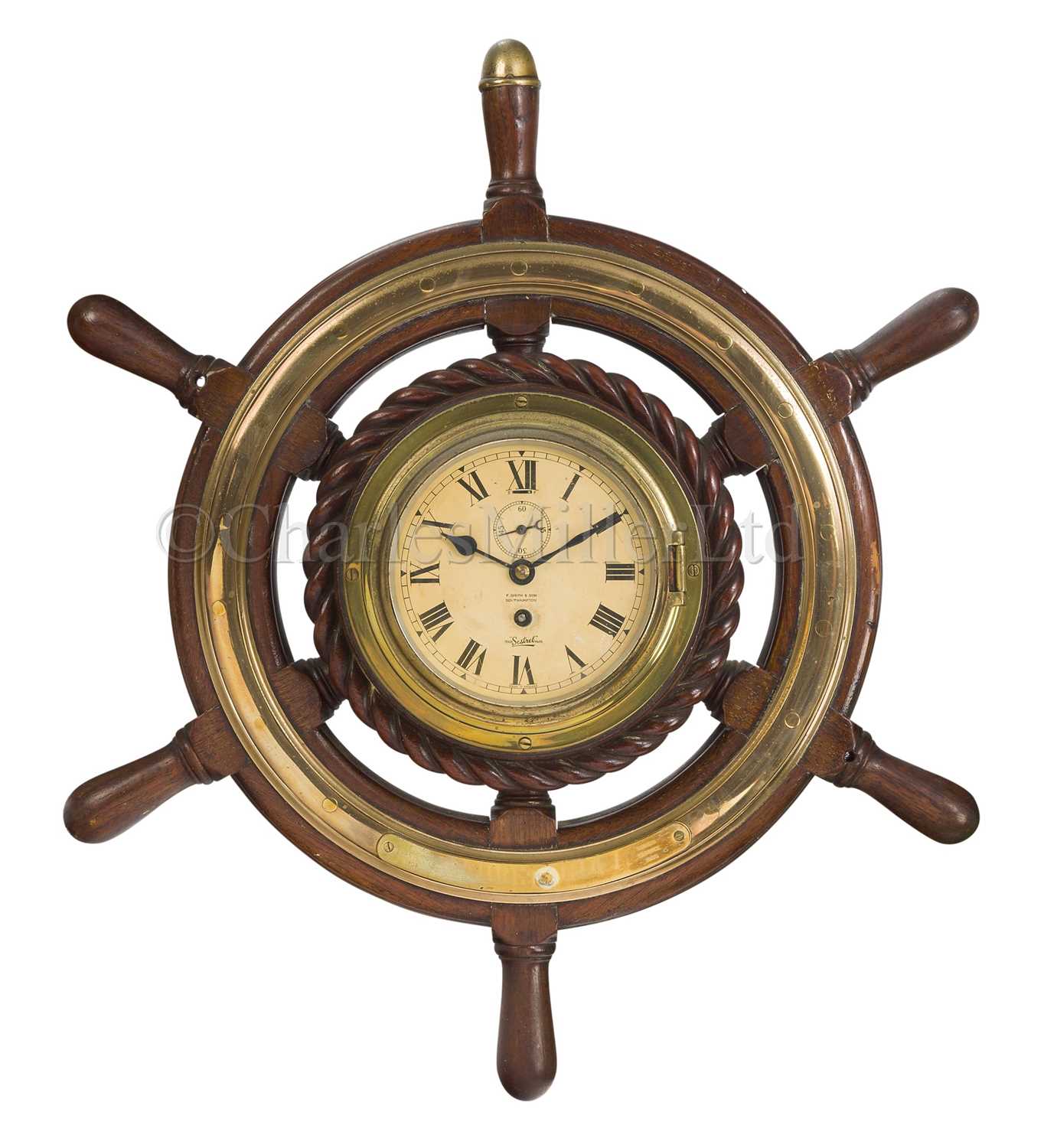 Lot 187 - A BULKHEAD SHP'S CLOCK, BELIEVED TO BE FROM R.M.S. MAURETANIA (1906) AND PRESENTED 1950
