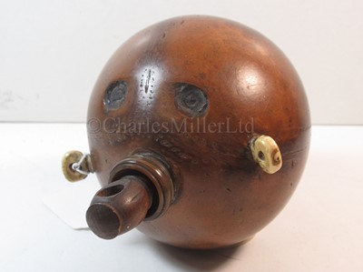 Lot 161 - Ø AN  EARLY 19TH CENTURY CARVED COCONUT BUGBEAR POWDER FLASK