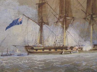 Lot 83 - ATTRIBUTED TO NICHOLAS CONDY (BRITISH, 1793-1857) The arrival of George IV aboard R.Y. 'Royal George', Weymouth, circa 1820