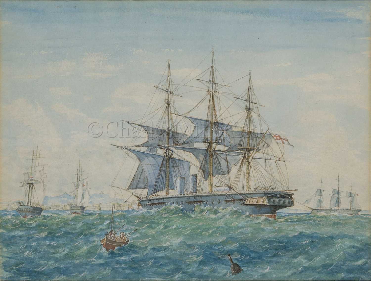 Lot 89 - FOLLOWER OF OSWALD WALTERS BRIERLY (BRITISH, 1817-1894): A British squadron off Gibraltar