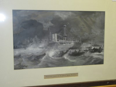 Lot 183 - FRED T. JANE (BRITISH, 1865-1916): Torpedo boat 65 and H.M.S. 'Sans Pareil'