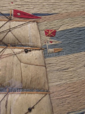 Lot 153 - A LARGE AND EXCEPTIONALLY FINE SAILOR'S WOOLWORK PICTURE, CIRCA 1880
