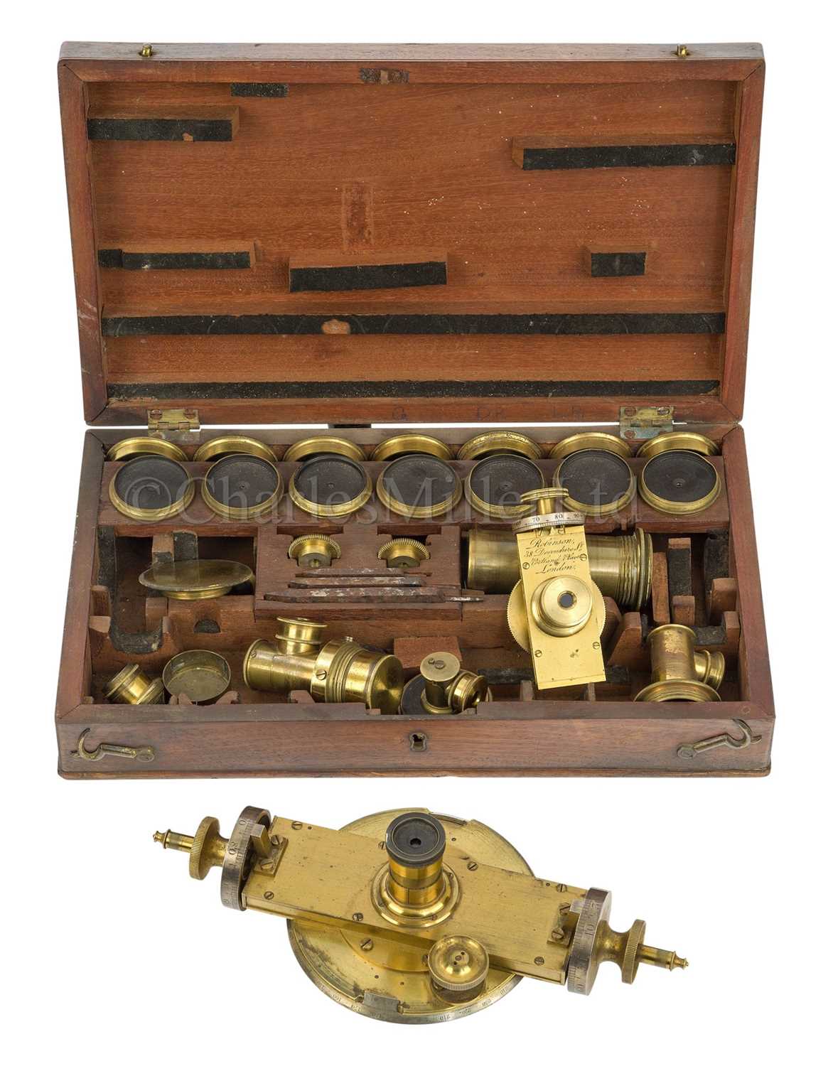 Lot 281 - A CASED SET OF OPTICAL ACCESSORIES BY ROBINSON, LONDON, CIRCA 1840
