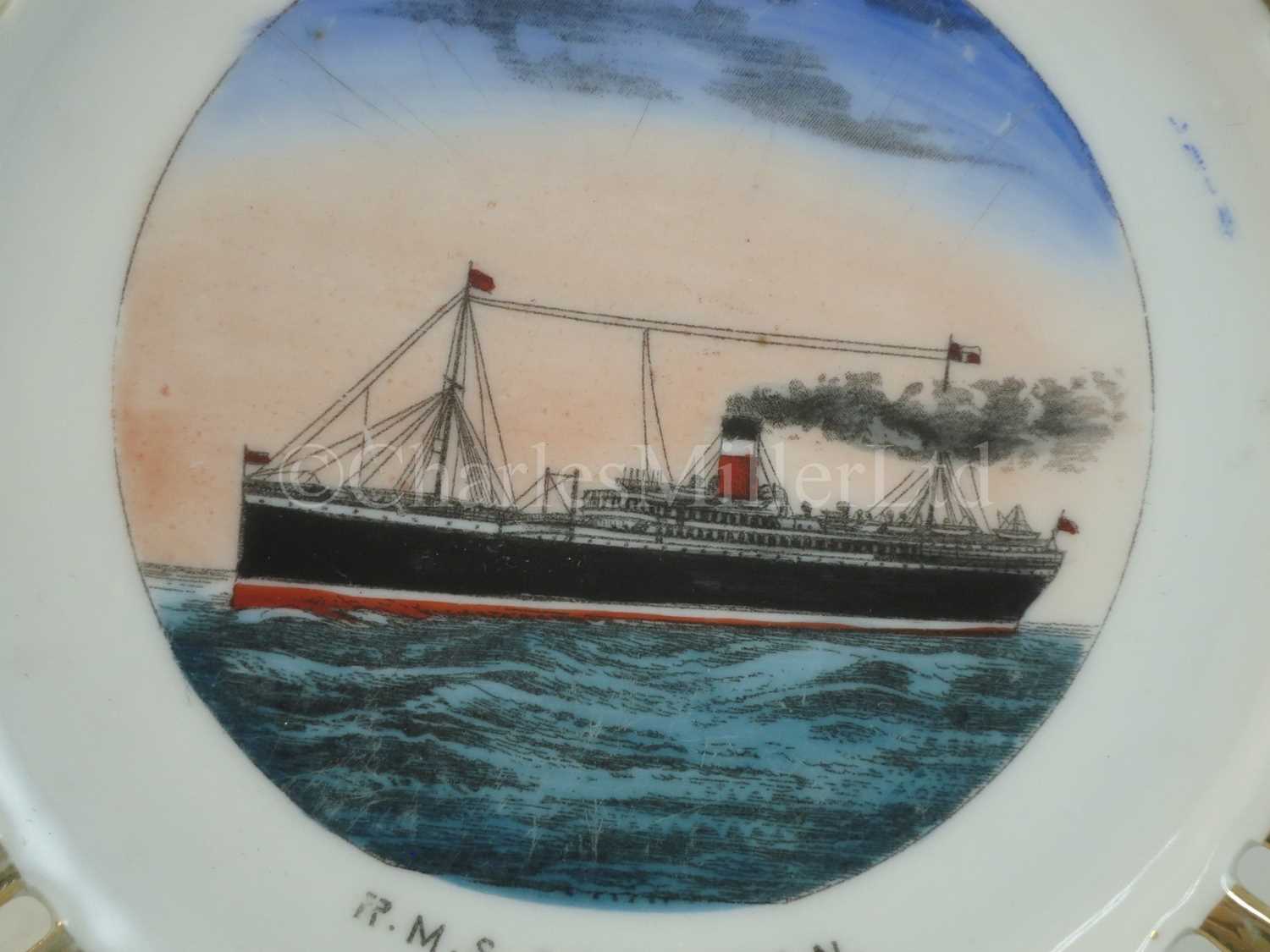 Lot 3 - An Allan Line (Royal Mail Steamers) ribbon plate, from R.M.S. 'Corsican'