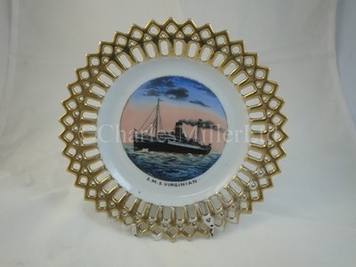 Lot 4 - An Allan Line (Royal Mail Steamers) ribbon plate, from S.M.S. 'Virginian'