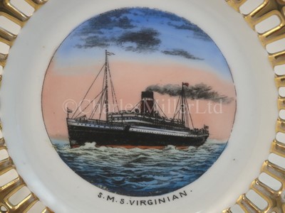 Lot 2 - An Allan Line (Royal Mail Steamers) ribbon plate, from S.M.S. 'Virginian'