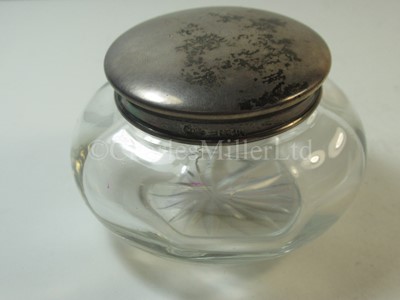 Lot 12 - A Blue Funnel Line silver lidded glass jar, from T.S.S. 'Nestor'