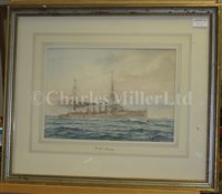 Lot 76 - δ W.J. SUTTON (BRITISH, 20TH CENTURY): The cruisers H.M.S. 'Cressy' [1899-1914] and H.M.S. 'Devonshire' [1904-1921], a pair