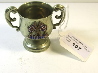 Lot 107 - A Union Castle Line souvenir plated two-handled cup, from R.M.S. 'Balmoral Castle'